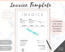 Load image into Gallery viewer, INVOICE TEMPLATE Order Form, EDITABLE Custom Receipt Template, Printable Customer Sales Order Invoice, Minimal Receipt Invoice Business form | Style 17
