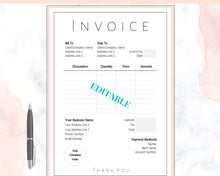 Load image into Gallery viewer, INVOICE TEMPLATE Order Form, EDITABLE Custom Receipt Template, Printable Customer Sales Order Invoice, Minimal Receipt Invoice Business form | Style 17
