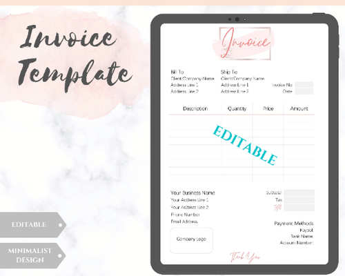 INVOICE TEMPLATE Order Form, EDITABLE Custom Receipt Template, Printable Customer Sales Order Invoice, Receipt Invoice Business form planner | Style 10