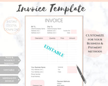 Load image into Gallery viewer, INVOICE TEMPLATE Order Form, EDITABLE Custom Receipt Template, Printable Customer Sales Order Invoice, Receipt Invoice Business form planner | Style 12
