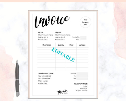 INVOICE TEMPLATE Order Form, EDITABLE Custom Receipt Template, Printable Customer Sales Order Invoice, Receipt Invoice Business form planner | Style 15