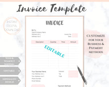 Load image into Gallery viewer, INVOICE TEMPLATE Order Form, EDITABLE Custom Receipt Template, Printable Customer Sales Order Invoice, Receipt Invoice Business form planner | Style 16
