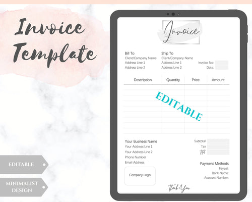 INVOICE TEMPLATE Order Form, EDITABLE Custom Receipt Template, Printable Customer Sales Order Invoice, Receipt Invoice Business form planner | Style 1