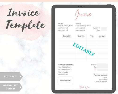 INVOICE TEMPLATE Order Form, EDITABLE Custom Receipt Template, Printable Customer Sales Order Invoice, Receipt Invoice Business form planner | Style 2