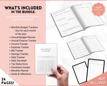 Load image into Gallery viewer, Income and Expenses Tracker BUNDLE with Savings &amp; Bill Tracker, Budget Planner Printable Templates, Bills, Spending, Personal Finance Planner Binder
