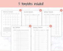 Load image into Gallery viewer, Income and Expenses Tracker BUNDLE with Savings &amp; Bill Tracker, Budget Planner Printable Templates, Bills, Spending, Personal Finance Planner Binder
