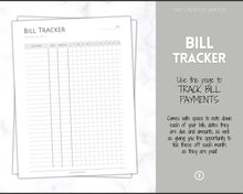 Load image into Gallery viewer, Income and Expenses Tracker BUNDLE with Savings &amp; Bill Tracker, Budget Planner Printable Templates, Bills, Spending, Personal Finance Planner Binder | Mono
