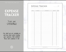 Load image into Gallery viewer, Income and Expenses Tracker BUNDLE with Savings &amp; Bill Tracker, Budget Planner Printable Templates, Bills, Spending, Personal Finance Planner Binder | Mono
