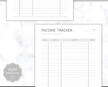 Load image into Gallery viewer, Income and Expenses Tracker BUNDLE with Savings &amp; Bill Tracker, Budget Planner Printable Templates, Bills, Spending, Personal Finance Planner Binder | Mono
