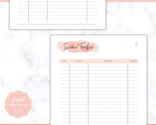 Load image into Gallery viewer, Income and Expenses Tracker BUNDLE with Savings &amp; Bill Tracker, Budget Planner Printable Templates, Bills, Spending, Personal Finance Planner Binder | Pink Watercolor
