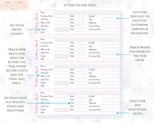 Load image into Gallery viewer, Inventory Picking Sheet for Poshmark, eBay, Etsy Amazon Sellers. Printable Template for small business and online stores Track vintage items
