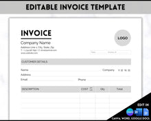 Load image into Gallery viewer, Invoice Template, EDITABLE Receipt Form, Small Business, Receipt Order, Job Estimate Form, Word, Canva, Google Docs, Quote, Proposal
