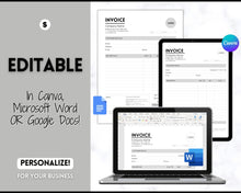 Load image into Gallery viewer, Invoice Template, EDITABLE Receipt Form, Small Business, Receipt Order, Job Estimate Form, Word, Canva, Google Docs, Quote, Proposal
