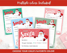 Load image into Gallery viewer, Letter to Santa Claus, GREEN Kids Christmas Wish List Printable, Father Christmas Letter, Dear Santa Letter, Holidays, North Pole Mail, Nice List
