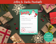 Load image into Gallery viewer, Letter to Santa Claus, GREEN Kids Christmas Wish List Printable, Father Christmas Letter, Dear Santa Letter, Holidays, North Pole Mail, Nice List
