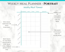 Load image into Gallery viewer, Meal Planner, Food Diary, Fitness Planner with Grocery List. Weight loss &amp; Food Journal. Weekly meal planner, workout planner, diet food log | Blue
