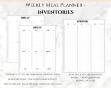 Load image into Gallery viewer, Meal Planner, Food Diary, Fitness Planner with Grocery List. Weight loss &amp; Food Journal. Weekly meal planner, workout planner, diet food log | Style 2
