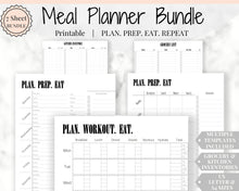 Load image into Gallery viewer, Meal Planner, Food Diary, Fitness Planner with Grocery List. Weight loss &amp; Food Journal. Weekly meal planner, workout planner, diet food log | Style 2
