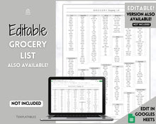 Load image into Gallery viewer, Grocery List Printable | Weekly Shopping List, Meal Planner Checklist, Kitchen Organization Template | Mono
