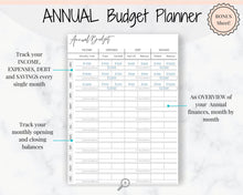 Load image into Gallery viewer, Monthly BUDGET PLANNER Template Printable. Budget Tracker with Expense, Savings, Debt Tracker. Monthly Tracker &amp; Financial Planner Insert
