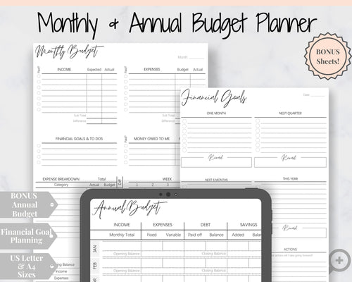 Monthly BUDGET PLANNER Template Printable. Budget Tracker with Expense, Savings, Debt Tracker. Monthly Tracker & Financial Planner Insert