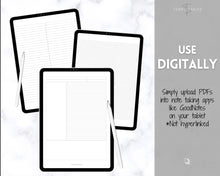 Load image into Gallery viewer, Note Taking Templates, Printable Paper, Note Taking Journal, Cornell Notes, Dot Lined Grid, Graph, Meeting Notebook, Student Digital Note-taking
