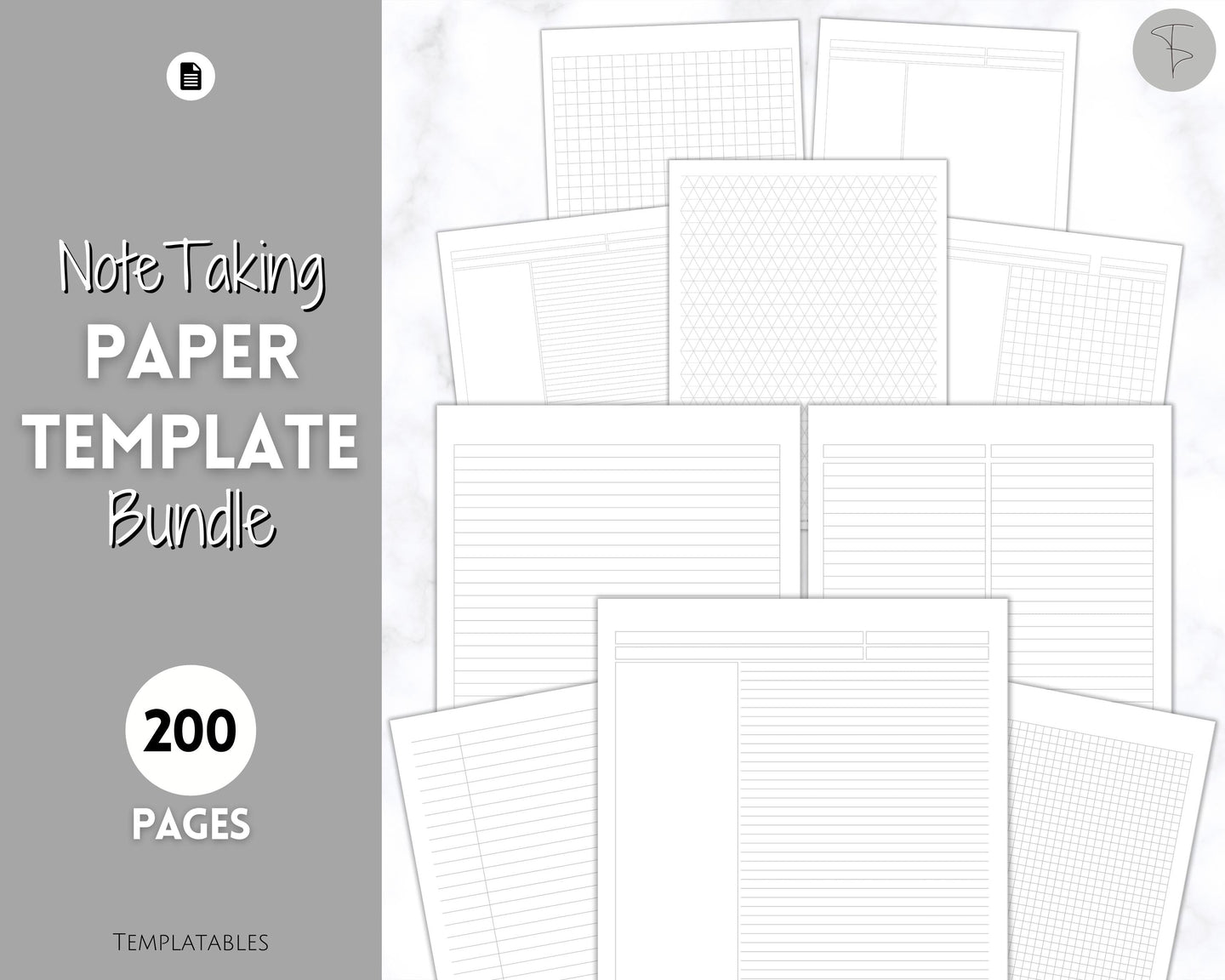 Note Taking Templates, Printable Paper, Note Taking Journal, Cornell Notes, Dot Lined Grid, Graph, Meeting Notebook, Student Digital Note-taking