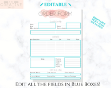 Load image into Gallery viewer, ORDER FORM Invoice Template, EDITABLE Custom Receipt Template, Printable Minimal Customer Sales Order Invoice, Receipt Form, Edit, Download | Style 4
