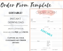 Load image into Gallery viewer, ORDER FORM Invoice Template, EDITABLE Custom Receipt Template, Printable Minimal Customer Sales Order Invoice, Receipt Form, Edit, Download | Style 4
