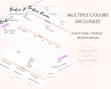 Load image into Gallery viewer, Order Form Template. Printable PURPLE Customer Order Sales Invoice. Printable Invoice. Ordering Form Receipt. PDF Digital Download | Style 2
