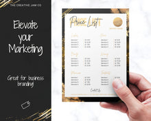 Load image into Gallery viewer, PRICE LIST Template Editable! Price Sheet, Pricing Guide, Hair Salon, Hairdresser, Photography, Beauty, Menu, Make up, Tags, Tumbler, Canva | Style 13
