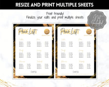Load image into Gallery viewer, PRICE LIST Template Editable! Price Sheet, Pricing Guide, Hair Salon, Hairdresser, Photography, Beauty, Menu, Make up, Tags, Tumbler, Canva | Style 13
