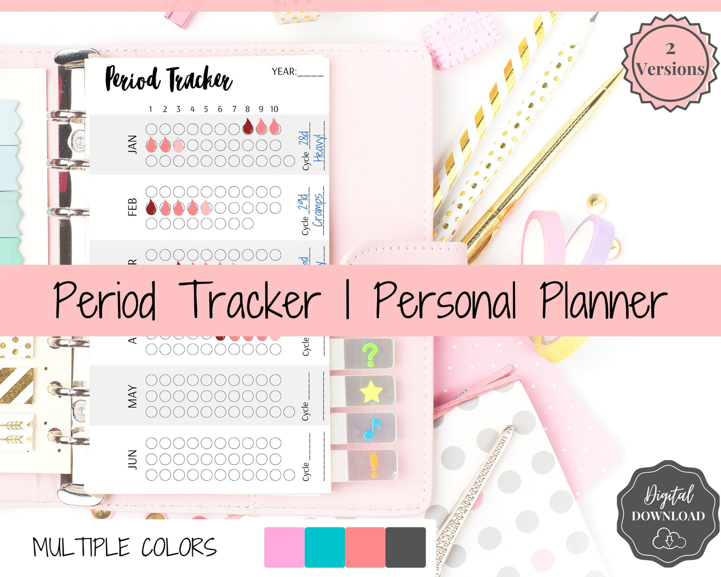 Period Tracker Printable, Personal Planner. Monthly Period, Menstrual log, health planner, mood tracker, Filofax, planner inserts, Bujo