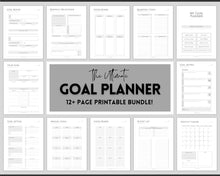 Load image into Gallery viewer, Printable Goal Planner BUNDLE, 2022 Goals Tracker, SMART Goal Setting Kit, New Year, Monthly Habits Reflections, Productivity, Vision Board
