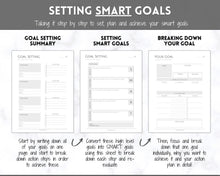 Load image into Gallery viewer, Printable Goal Planner BUNDLE, 2022 Goals Tracker, SMART Goal Setting Kit, New Year, Monthly Habits Reflections, Productivity, Vision Board
