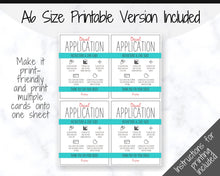 Load image into Gallery viewer, Printable Vinyl Decal Care Card Instructions. Decal Application Order Card, DIY Sticker Seller Packaging Label, Vinyl Decal Care Cards | Teal &amp; Red
