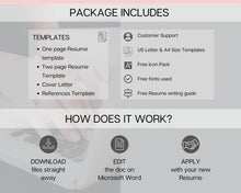 Load image into Gallery viewer, Professional Resume Template Word. CV Template Professional, CV Design, Executive Resume Template, Clean Curriculum Vitae, Minimalist, Free | Style 22
