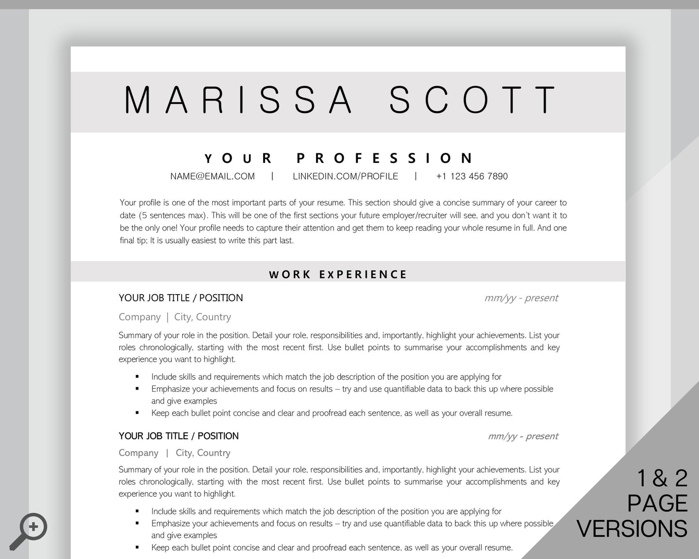 Professional Resume Template Word. CV Template Professional, CV Design, Executive Resume Template, Clean Curriculum Vitae, Minimalist, Free | Style 22