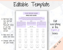 Load image into Gallery viewer, RING Size Guide, Ring Sizer Printable. Ring Size Chart, Multisizer, Ring Sizing Tool, How to Measure Your Ring Size, jewelry, finger, USA UK
