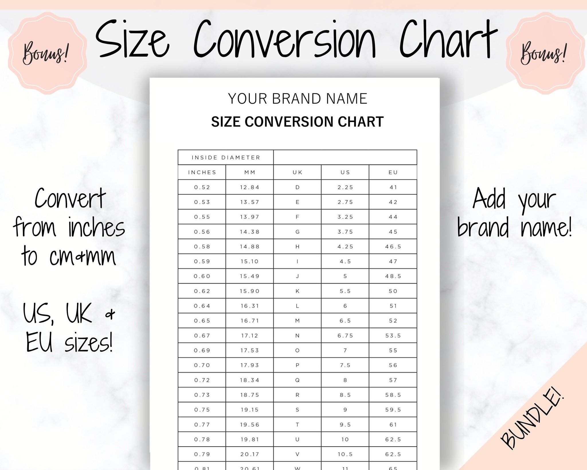 Ring Size Guide & Conversion Chart