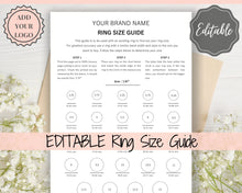 Load image into Gallery viewer, RING Size Guide, Ring Sizer Printable. Ring Size Chart, Multisizer, Ring Sizing Tool, How to Measure Your Ring Size, jewelry, finger, USA UK
