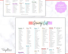 Load image into Gallery viewer, Rainbow Grocery List, Master Grocery List Printable, Weekly Shopping List, Meal Planner Checklist, Grocery PDF, Kitchen Organization Template | Pastel Rainbow
