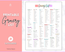 Load image into Gallery viewer, Rainbow Grocery List, Master Grocery List Printable, Weekly Shopping List, Meal Planner Checklist, Grocery PDF, Kitchen Organization Template | Pastel Rainbow
