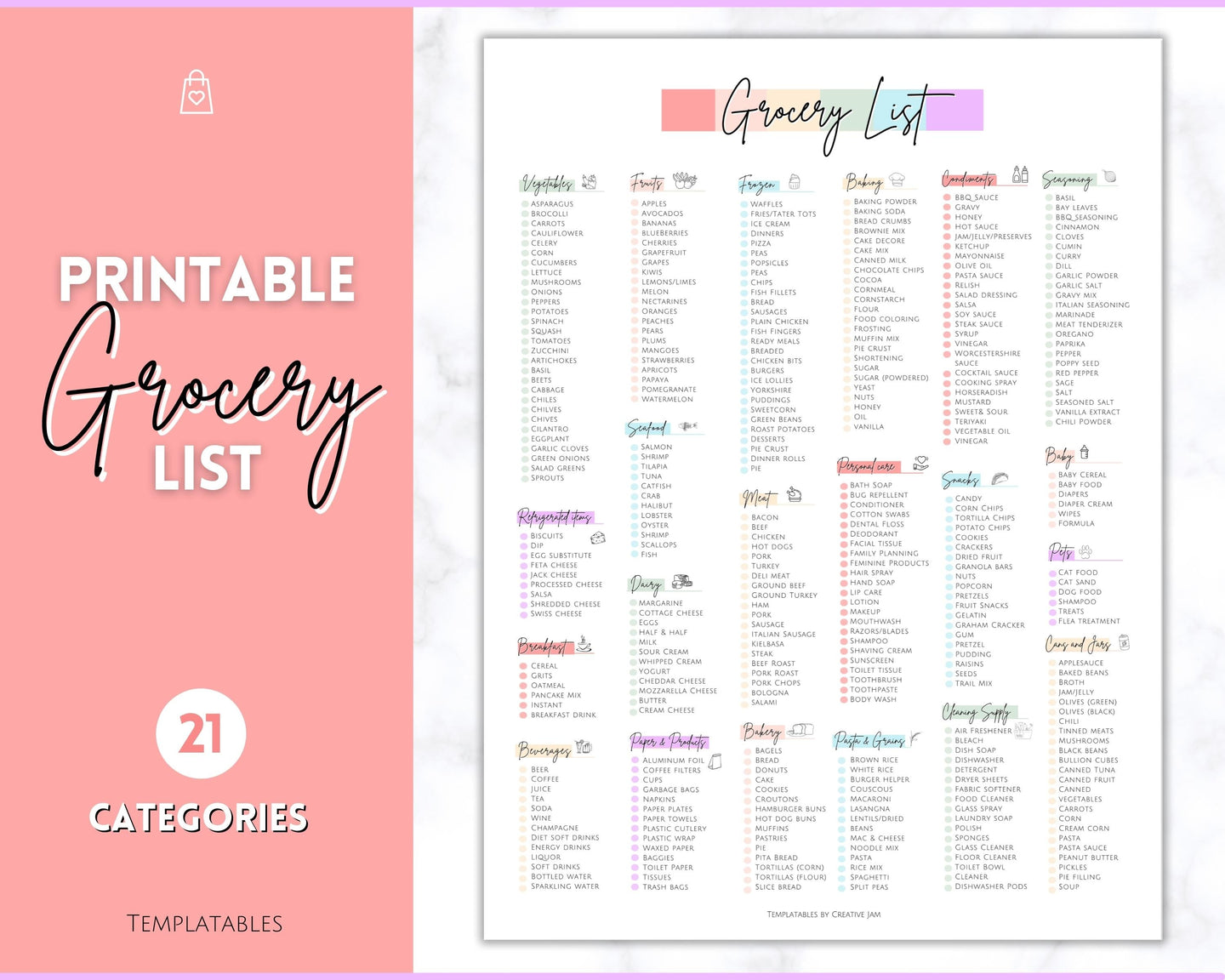 Printable Grocery List  Grocery list printable, Shopping list grocery,  Grocery lists