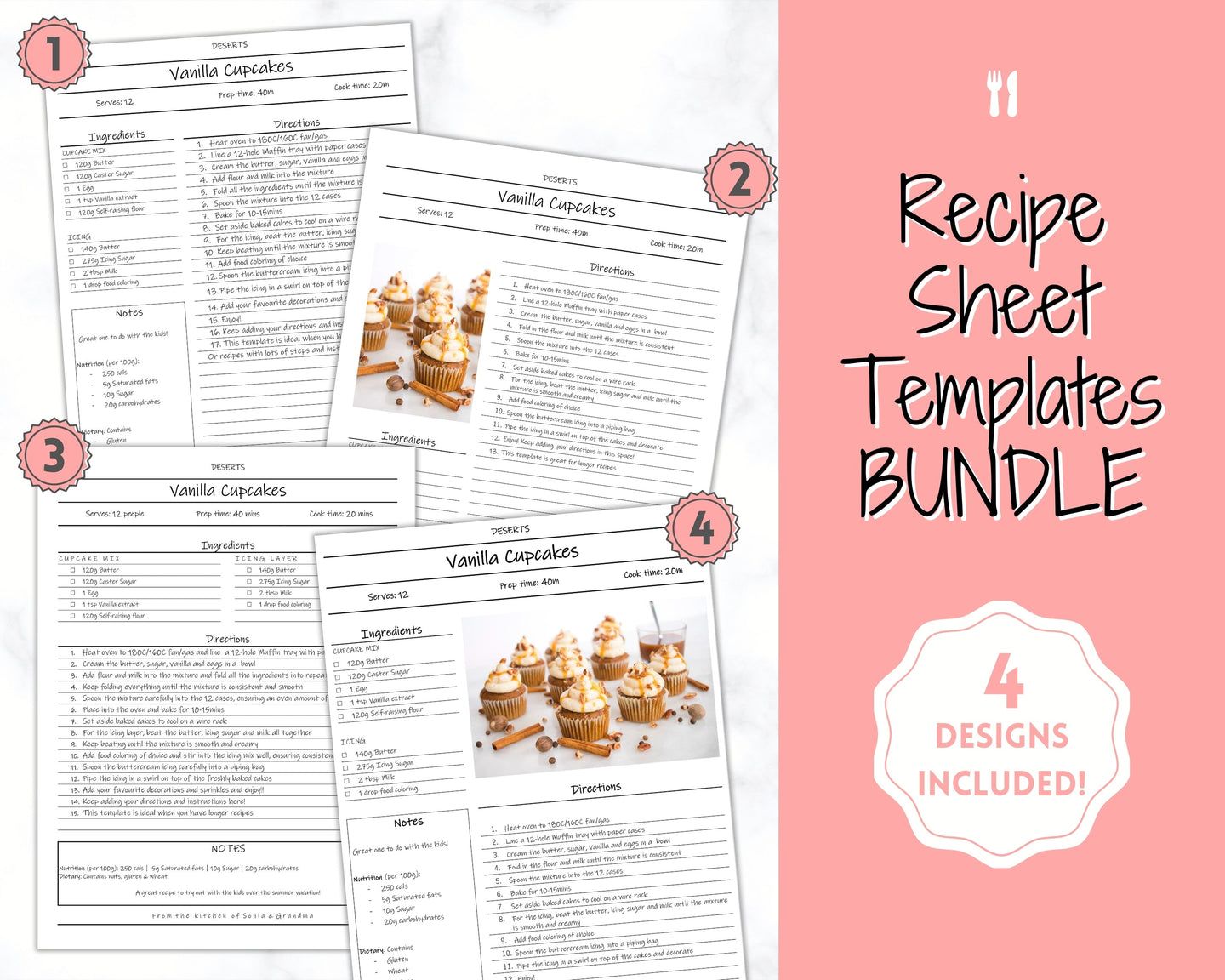 Recipe Template Set, Templates Only