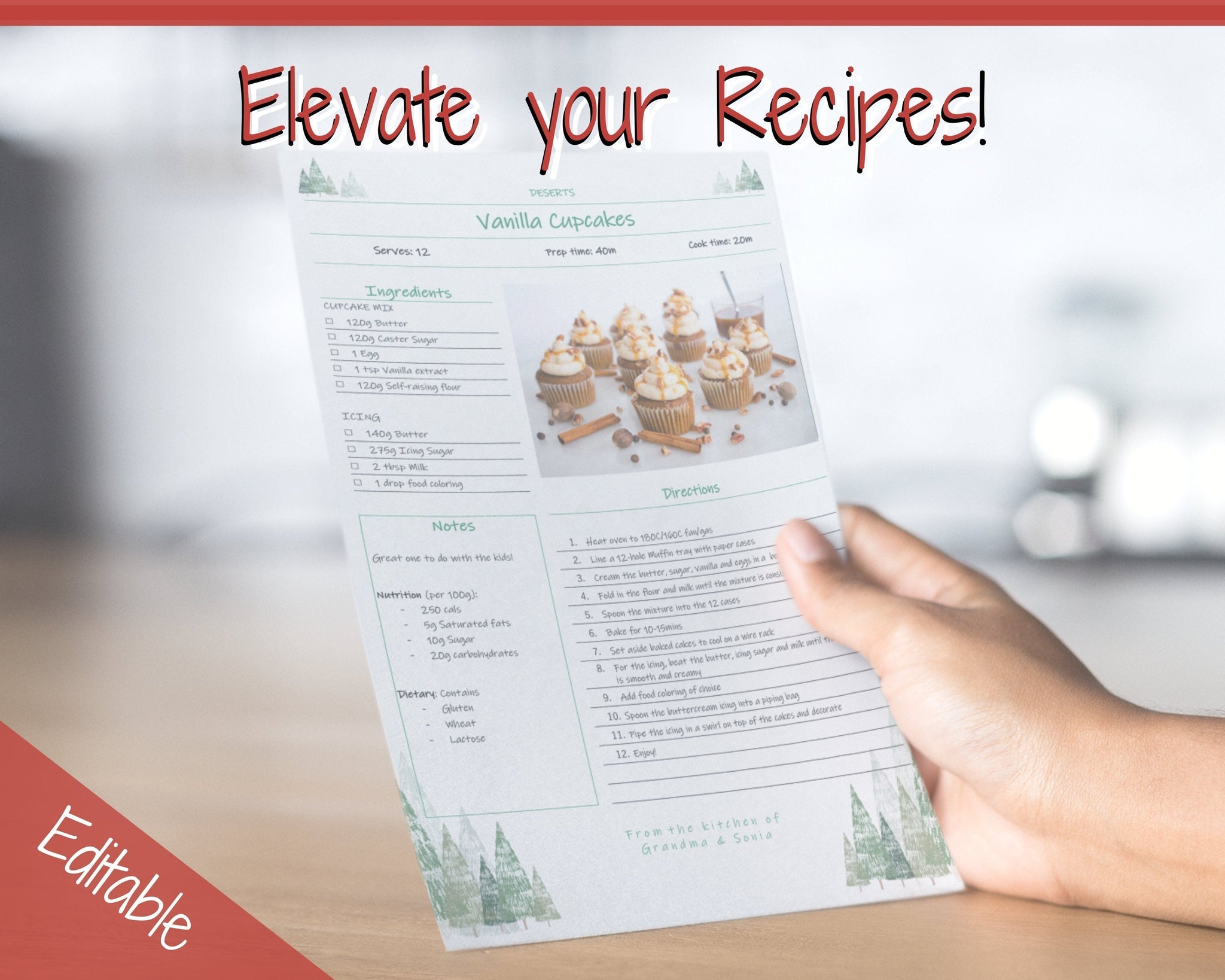 Recipe Book Template, EDITABLE Recipe Sheet Template, Recipe Cards, Minimal  Recipe Binder, 8.5x11 Printable Farmhouse, Food Planner Journal 