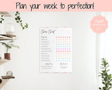 Load image into Gallery viewer, Reward Chart for Kids, Girls Chore Chart Template, Editable Chore Chart Printable, Daily &amp; Weekly Chores, Responsibility, Behavior, Routine - Colorful
