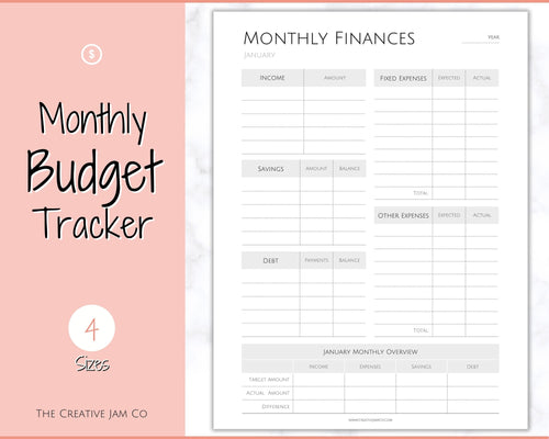 SIMPLE MONTHLY Budget Planner Printable, Financial Tracker Template, Paycheck, Savings Tracker, Binder, Debt, Bill, Spending, Expense Income