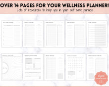 Load image into Gallery viewer, Self Care Journal &amp; Wellness Planner BUNDLE! Printable Selfcare Tracker, Checklist, Health Planner, Wellbeing, Mindfulness, Worksheet Kit | Mono
