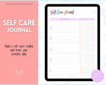 Load image into Gallery viewer, Self Care Planner &amp; Wellness Journal BUNDLE! Printable Selfcare Tracker, Checklist, Health Planner, Wellbeing, Mindfulness, Worksheet Kit | Pastel Rainbow
